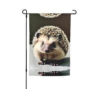 Joli drapeau de décoration de jardin hérisson 30,5 x 45,7 cm, 100 % fibre de polyester, tissu épais, universel pour toutes les saisons