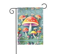 Joli drapeau de décoration d'extérieur en forme de champignons colorés, drapeau de jardin à suspendre, petit drapeau de jardin, drapeau d'extérieur de Noël d'hiver 30,5 x 45,7 cm
