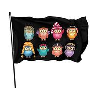 Joli drapeau de dessin animé hiboux avec beaucoup d'expressions et de poses différentes, 9,6 x 1,5 m, en polyester avec œillets, panneaux de jardin, bannières, décorations d'intérieur et d'extérieur
