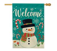 Joli drapeau de jardin bonhomme de neige, bannière de bienvenue de vacances, drapeau de cour double face en toile de jute, décoration extérieure d'hiver, 71 x 101,6 cm