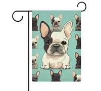Joli drapeau de jardin bouledogue français 30,5 x 45,7 cm double face pour l'extérieur, drapeau de cour, drapeau floral de bienvenue, drapeaux de jardin saisonniers, décorations de vacances