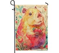 Joli drapeau de jardin Capybara, décoration animale colorée pour le printemps et l'été, bannière de jardin double face pour décoration de pelouse extérieure 30,5 x 45,7 cm