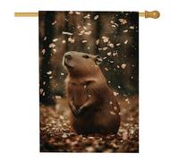 Joli drapeau de jardin Capybara, décoration extérieure marron pour printemps, bannière double face en toile de jute pour décoration de maison et de pelouse, 71 x 101 cm