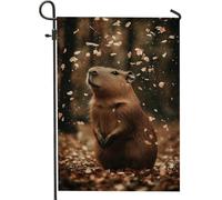 Joli drapeau de jardin Capybara, décoration extérieure marron pour printemps, bannière double face en toile de jute pour décoration de maison et de pelouse, 30,5 x 45,7 cm