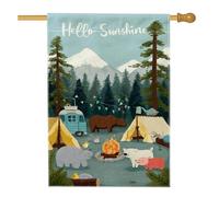 Joli drapeau de jardin d'animaux de camping, bannière colorée de décoration d'amis de la forêt, décoration saisonnière d'été en plein air, toile double face, 71 x 101 cm