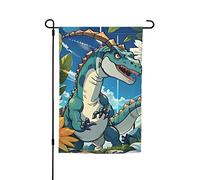 Joli drapeau de jardin dinosaure 30,5 x 45,7 cm. Décoration extérieure lumineuse double face apporte un peu de plaisir à votre jardin.