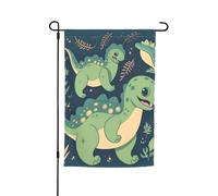 Joli drapeau de jardin dinosaure 30,5 x 45,7 cm pour printemps, été, automne, hiver, drapeaux saisonniers double face, bannière extérieure et intérieure pour décoration de maison