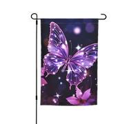 Joli drapeau de jardin double face avec papillon violet - 30,5 x 45,7 cm - Bannière extérieure saisonnière pour printemps, été, pelouse, porche, décoration d'intérieur, petit drapeau de jardin