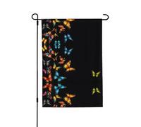 Joli drapeau de jardin double face en forme de papillon 71,1 x 101,6 cm (léger) - Décoration imprimée sur toute la surface pour cour, jardin, terrasse ou porche