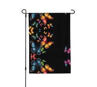 Joli drapeau de jardin double face en forme de papillon 71,1 x 101,6 cm (léger) - Décoration imprimée sur toute la surface pour cour, jardin, terrasse ou porche