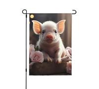 Joli drapeau de jardin double face imprimé jeune cochon - Bannière de vacances résistante à la décoloration, pour décoration de cour, panneau de bienvenue 31,8 x 45,7 cm