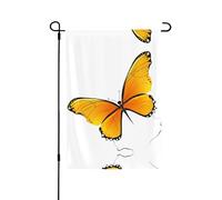 Joli drapeau de jardin double face imprimé papillon 71,1 x 101,6 cm (léger) - Décoration imprimée vibrante pour cour, jardin, terrasse ou porche
