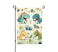 Joli drapeau de jardin double face imprimé petit bébé dinosaure - Bannière de vacances à suspendre pour décoration de cour 31,8 x 45,7 cm