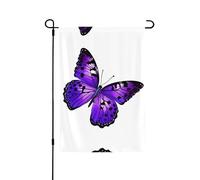 Joli drapeau de jardin double face papillon violet 71,1 x 101,6 cm (léger) - Impression intégrale vibrante pour cour, jardin, terrasse ou porche
