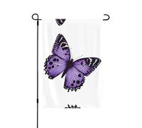 Joli drapeau de jardin double face papillon violet 71,1 x 101,6 cm (léger) - Impression intégrale vibrante pour cour, jardin, terrasse ou porche