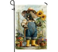 Joli drapeau de jardin éléphant tournesol, bannière florale jaune pour décoration d'intérieur, drapeau double face en toile de jute pour décoration extérieure printemps/été, 30,5 x 45,7 cm