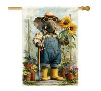 Joli drapeau de jardin éléphant tournesol, bannière florale jaune pour décoration d'intérieur, drapeau double face en toile de jute pour décoration extérieure printemps été 71 x 101 cm