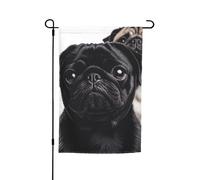 Joli drapeau de jardin en forme de carlin noir 30,5 x 45,7 cm vertical double face drapeau de bienvenue de cour drapeau saisonnier vacances extérieur bannière panneau extérieur décoration d'intérieur