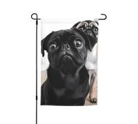 Joli drapeau de jardin en forme de carlin noir 30,5 x 45,7 cm vertical double face drapeau de bienvenue de cour drapeau saisonnier vacances extérieur bannière panneau extérieur décoration d'intérieur