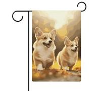 Joli drapeau de jardin en forme de chien Corgi 30,5 x 45,7 cm, drapeau extérieur double face, drapeau de cour d'été, drapeau floral de bienvenue, drapeaux de jardin saisonniers, décorations de