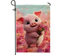 Joli drapeau de jardin en forme de cochon de pêche, bannière florale pour décoration d'intérieur, décoration de pelouse en toile de jute double face pour le printemps et l'été, les fêtes en plein air