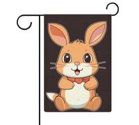 Joli drapeau de jardin en forme de lapin de dessin animé 30,5 x 45,7 cm, drapeau extérieur double face, drapeau de cour d'été, drapeau floral de bienvenue, drapeaux de jardin, décorations de vacances