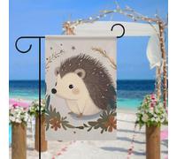 Joli drapeau de jardin en forme de petit hérisson pour extérieur, 30,5 x 45,7 cm, drapeau de jardin printemps été, drapeau saisonnier double face, panneau de bienvenue durable pour terrasse, pelouse