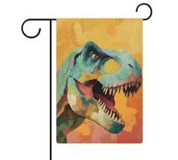 Joli drapeau de jardin en toile de jute double face avec tête de dinosaure 30,5 x 45,7 cm