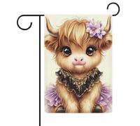 Joli drapeau de jardin en toile de jute double face Motif vache Highland 30,5 x 45,7 cm