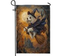 Joli drapeau de jardin en toile pour Halloween - 30,5 x 45,7 cm - Double face pour décoration extérieure - Château effrayant - Chiot - Drapeau de maison - Amusant pour l'extérieur - Petit drapeau de