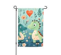 Joli drapeau de jardin imprimé bébé dinosaure 30,5 x 45,7 cm - Drapeaux d'extérieur saisonniers double face, pour cour, porche, décoration de fête