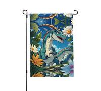 Joli drapeau de jardin imprimé dinosaure double face (71,1 x 101,6 cm), drapeau de bienvenue pour les vacances saisonnières - Décoration extérieure