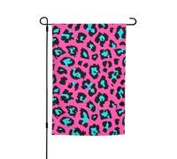 Joli drapeau de jardin imprimé léopard turquoise 30,5 x 45,7 cm pour décoration extérieure pour cour, patio, porche et pelouse