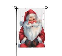 Joli drapeau de jardin imprimé Père Noël 31,8 x 45,7 cm, drapeau de maison en polyester double face pour patio, porche, pelouse, décoration extérieure