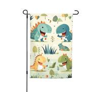 Joli drapeau de jardin imprimé petit bébé dinosaure 30,5 x 45,7 cm - Drapeaux saisonniers double face pour extérieur, cour, porche, décoration de fête
