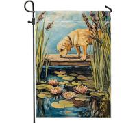 Joli drapeau de jardin jaune pour chien de laboratoire, bannière de jardin sur le thème des animaux, bannière de jardin double face en tissu pour décoration de pelouse extérieure, 30,5 x 45,7 cm