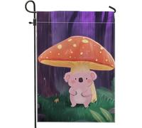 Joli drapeau de jardin koala, champignon orange, décoration extérieure, drapeaux de cour printemps-été, double face, style naturel, décoration d'intérieur, 30,5 x 45,7 cm