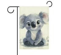 Joli drapeau de jardin koala souriant en toile de jute double face pour maison, cour, 30,5 x 45,7 cm