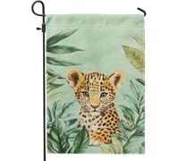Joli drapeau de jardin léopard, bannière de décoration d'intérieur, drapeau double face en toile de jute pour décoration de pelouse extérieure, printemps, été, 30,5 x 45,7 cm