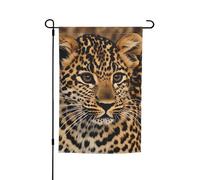 Joli drapeau de jardin léopard pour l'extérieur - 30,5 x 45,7 cm - Drapeau de jardin saisonnier double face avec œillets - Drapeau d'extérieur pour décoration de maison, toile de fond pour photo