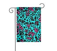 Joli drapeau de jardin léopard turquoise 30,5 x 45,7 cm double face vertical bienvenue drapeaux d'été ne se décolorent pas drapeaux de maison de cour bannière pour ferme saisonnière cour décoration