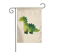 Joli drapeau de jardin minimaliste à l'aquarelle - Petit dinosaure vert - 30 x 45 cm - Double face - Ferme - Décoration extérieure - Drapeau de cour