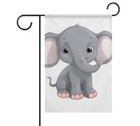 Joli drapeau de jardin motif éléphant de dessin animé printemps été 30,5 x 45,7 cm double face pour extérieur, drapeaux saisonniers et bannières pour patio, cour, terrasse, porche, jardin, terrasse