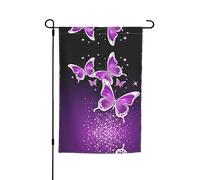 Joli drapeau de jardin papillon violet 30,5 x 45,7 cm - Drapeau décoratif en polyester imprimé double face durable pour cour, terrasse et balcon