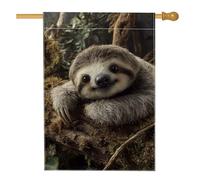 Joli drapeau de jardin paresseux marron, adorable décoration extérieure pour le printemps et l'été, bannière double face en toile de jute pour décoration de jardin, pelouse, fête, 71 x 101,6 cm