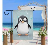 Joli drapeau de jardin pingouin pour extérieur, 30,5 x 45,7 cm, drapeau de jardin printemps été, drapeau saisonnier double face, panneau de bienvenue durable pour terrasse, pelouse, cour