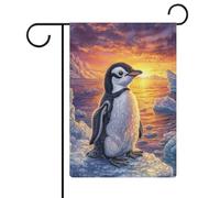 Joli drapeau de jardin pingouin saisonnier en toile de jute double face 30,5 x 45,7 cm