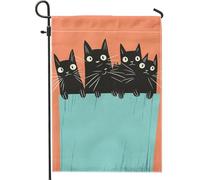 Joli drapeau de jardin pour chat d'Halloween, chat noir, décoration extérieure de cour, double face, toile de jute saisonnière, décoration d'intérieur, drapeau effrayant pour fête d'automne, drapeau