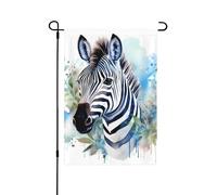 Joli drapeau de jardin zèbre aquarelle - 32 x 48 cm - Double face - En polyester résistant aux intempéries - Pour pelouse, terrasse, balcon, arrière-cour, décoration d'intérieur