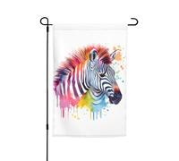 Joli drapeau de jardin zèbre coloré 30,5 x 45,7 cm pour printemps, été, automne, hiver, drapeaux saisonniers double face, bannière d'extérieur et d'intérieur pour décoration de maison